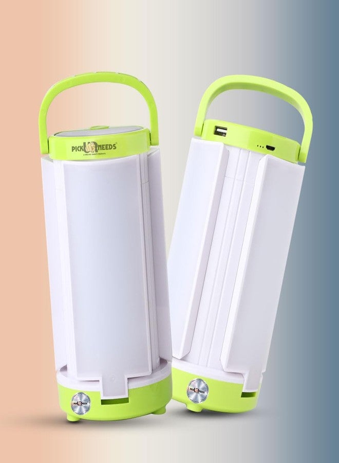 Pick Ur Needs Solar Rechargeable Emergency LED Foldable Floor Lantern Table Lamp Light (Light Green) - Image 1